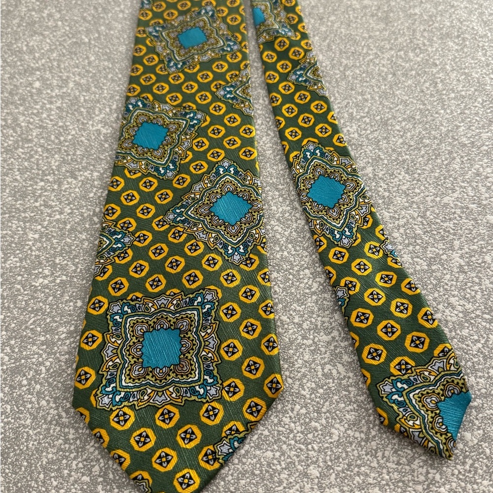 Versace V2 Class Vintage 90s Geometric Vibrante Colors 100%‎ Silk Tie Italy EUC